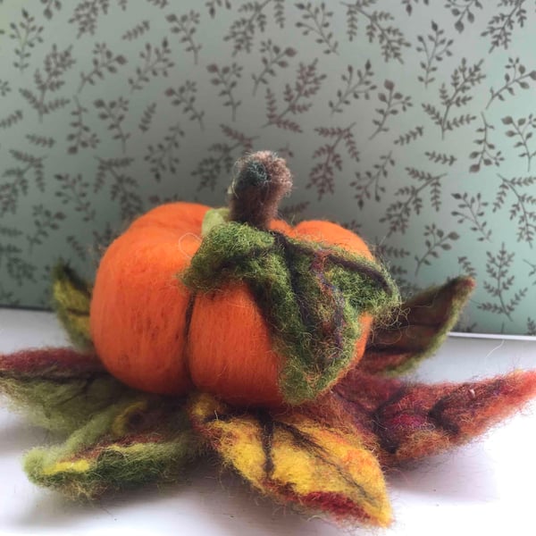Felted pumpkin decoration 