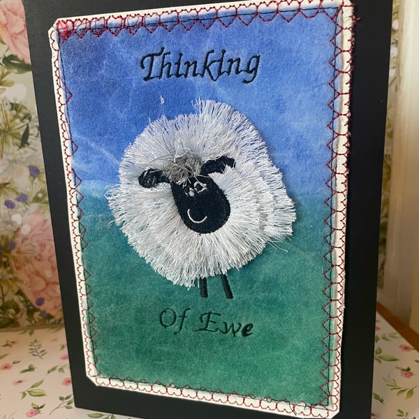 Handmade 3D greetings card Thinking of Ewe 