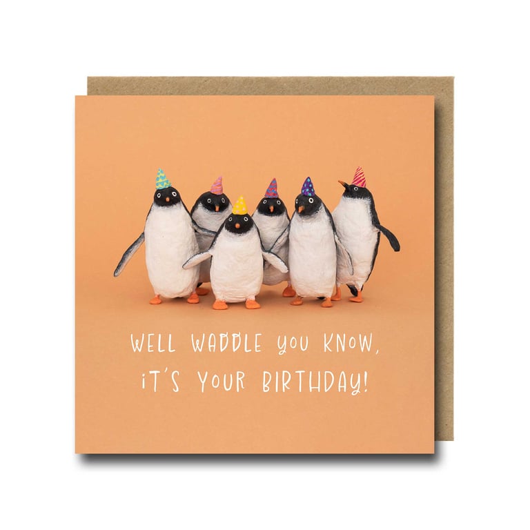 Penguin Birthday Card – Cute Spun Cotton Penguin Art Print