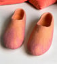 Salmon Hand Felted Merino Wool Slippers Clogs - Image 6