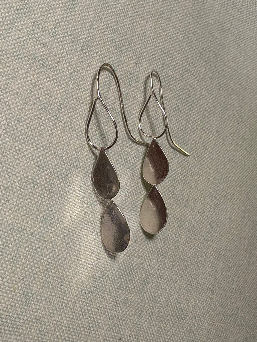 Tear drop recycled sterling silver earrings 