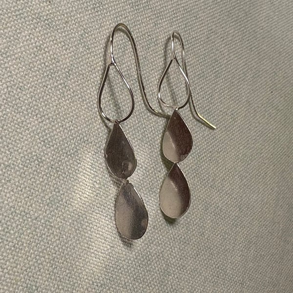 Tear drop recycled sterling silver earrings 