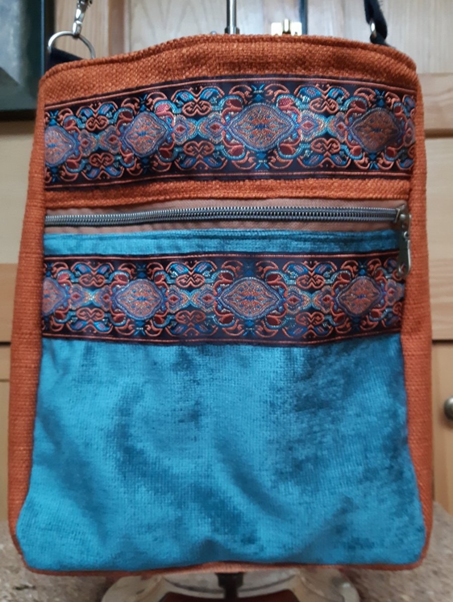 Rust and teal bag