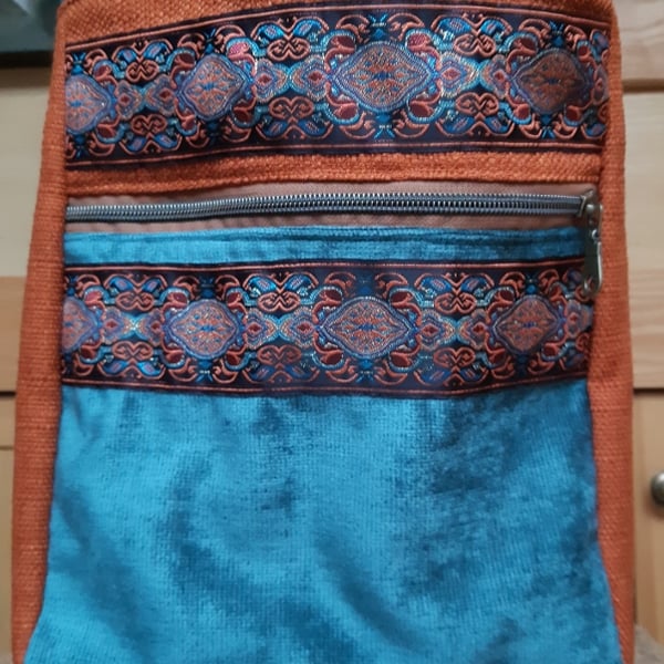 Rust and teal bag