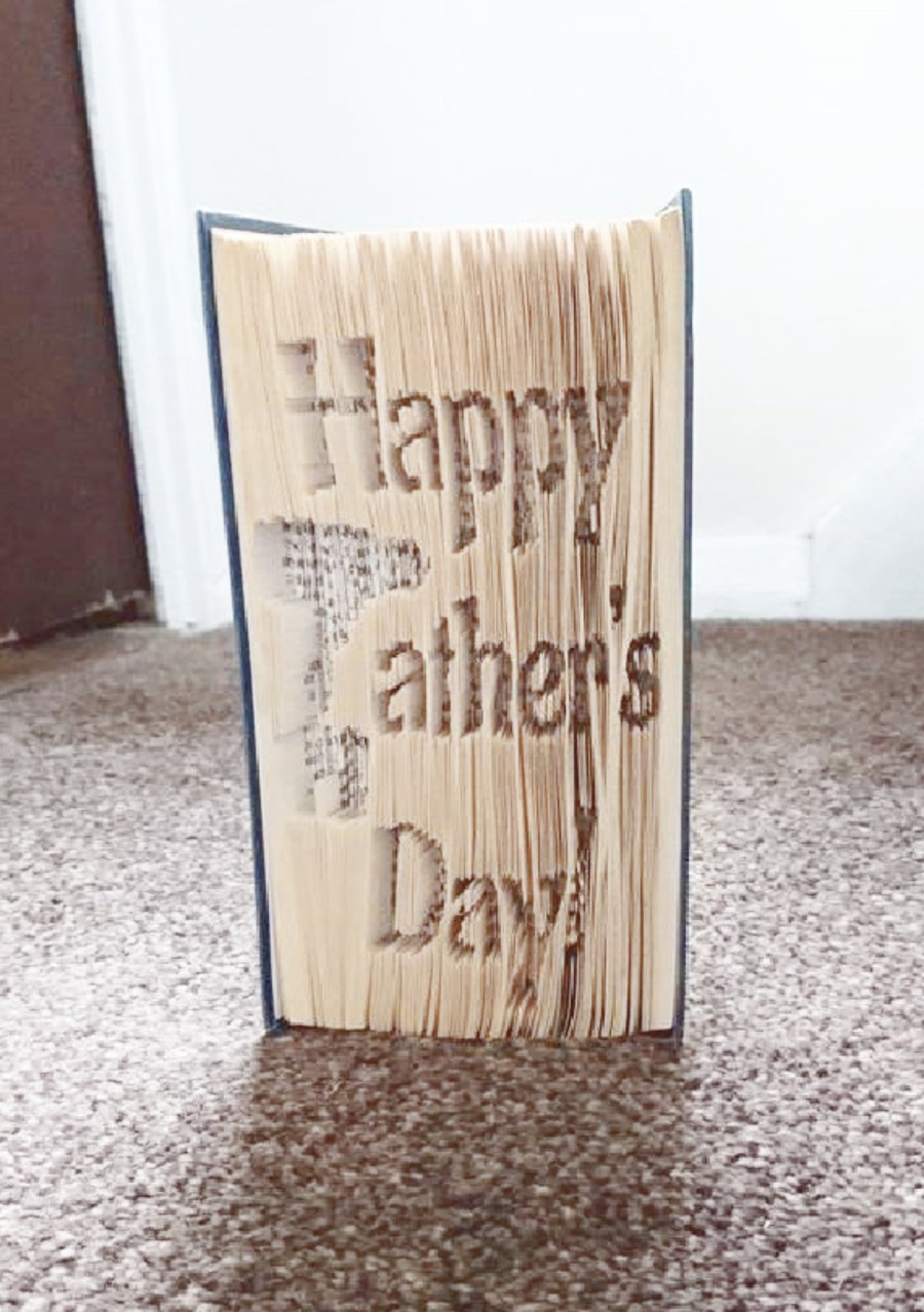 Happy Father's Day with drill CUT & FOLD Book Folding Pattern - EMAILED PDF