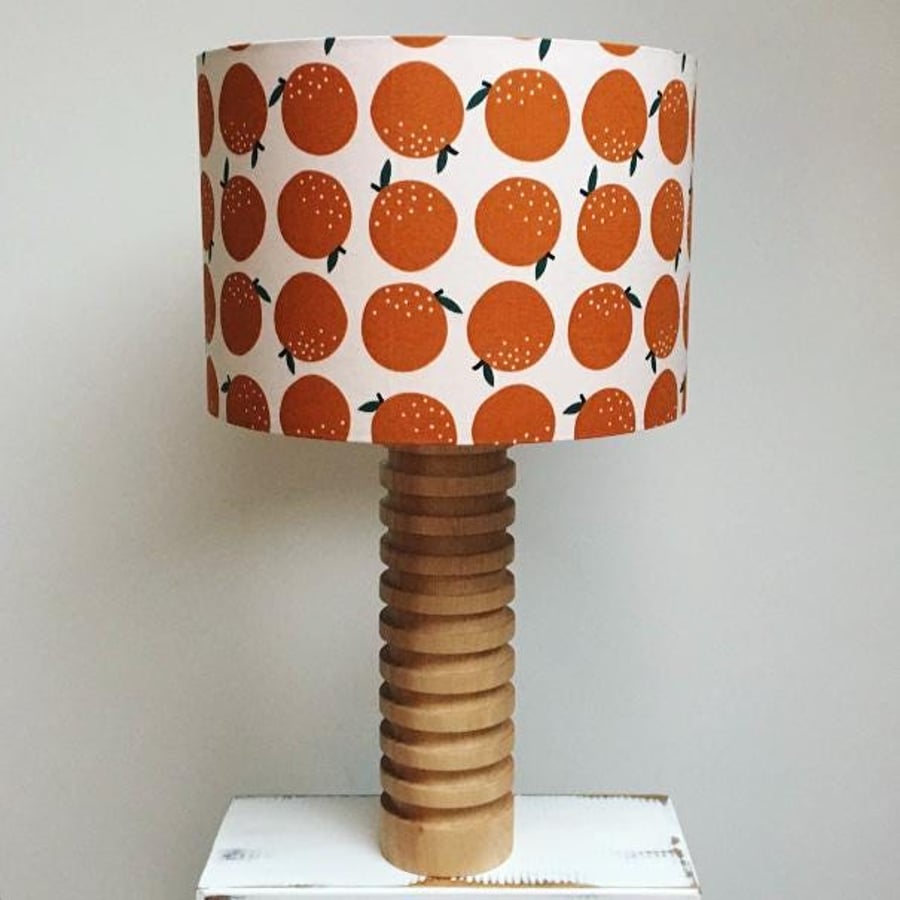 Handmade clementine design fabric drum lampshade