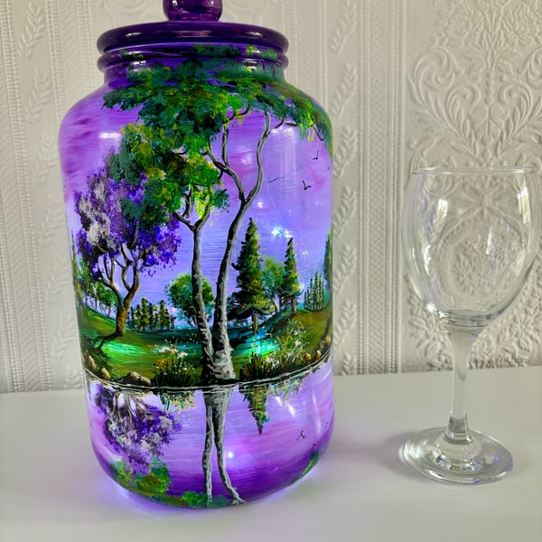 A large hand painted and fired glass piece by Andrew Jenkins 