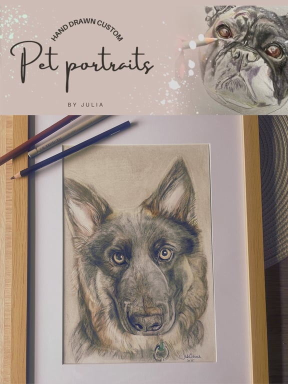 Custom pet portraits - Hand drawn 