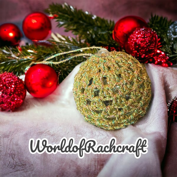 Sparkly gold crochet bauble