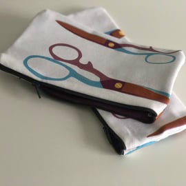 Scissor Print makeup or Sewing kit bag