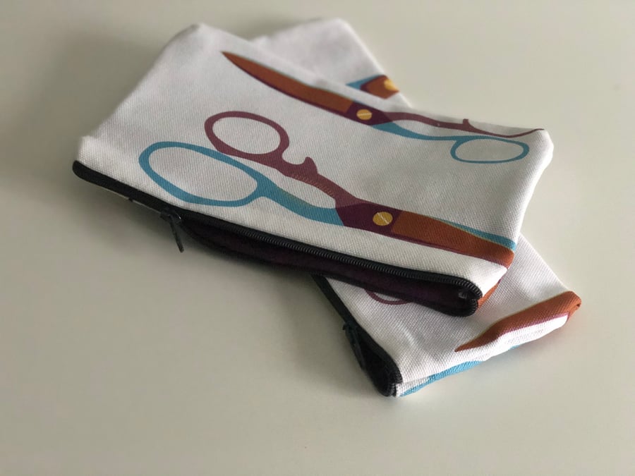 Scissor Print makeup or Sewing kit bag