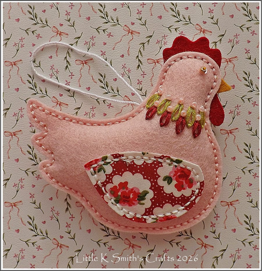 Pink Spring Easter Chicken Ornament