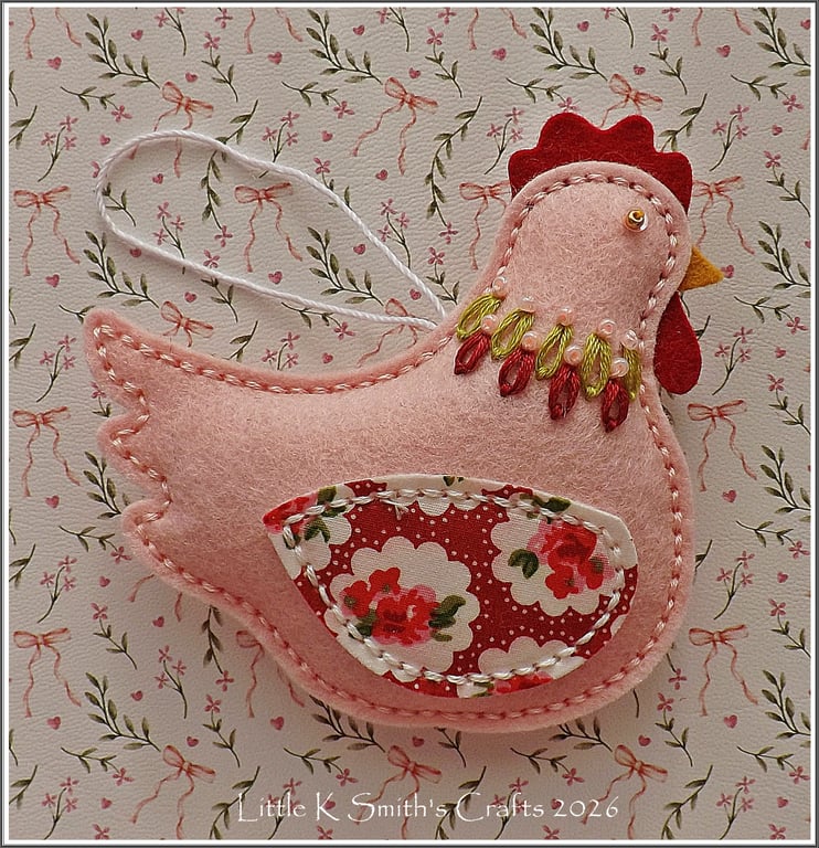 Pink Spring Easter Chicken Ornament