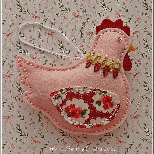 Pink Spring Easter Chicken Ornament