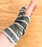 Stripey Green Soft Cotton Wrist Warmers Upcycled from recycled knitwear - Image 3
