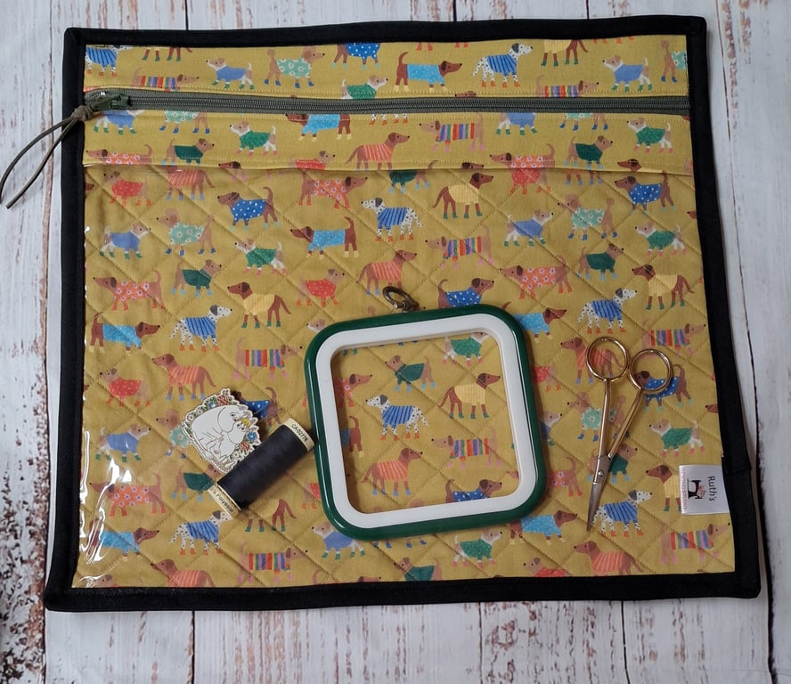 Large embroidery project bag - mini dogs