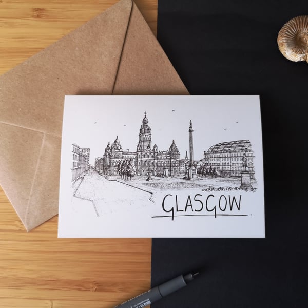 Glasgow Skyline Greetings Card