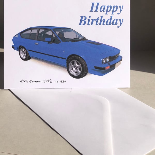 Alfa Romeo GTV6 2.5 1985 - Birthday, Anniversary, Retirement or Plain Card