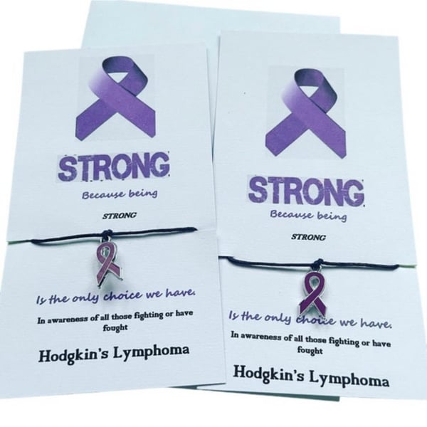 Hodgkin’s lymphoma awareness wish bracelet set of 6 x6 set ribbon charm 