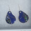 KIDNEY SHAPED ENAMELLED EARRINGS - SMALL & DAINTY WITH SILVER WIRE