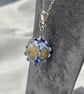 turquoise blue browns yellows pinks lampwork glass beaded pendant necklace - Image 7
