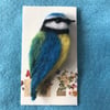 Bird brooch needle felted wearable art