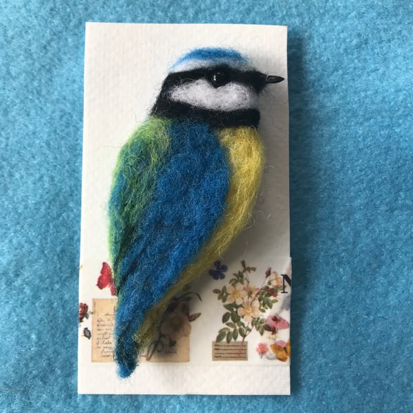 Bird brooch needle felted wearable art
