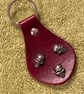 Red Leather Keyring - 3 Skull Heads - FREE SHIPPING