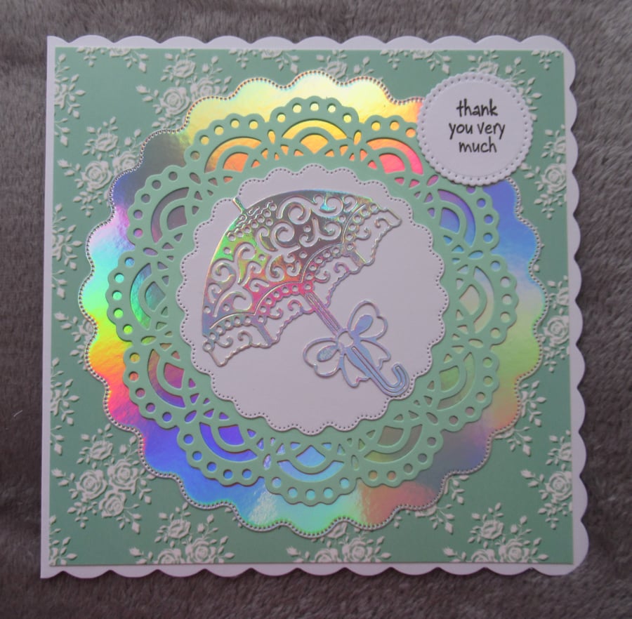 Parasol Thank You Card - Mint Green