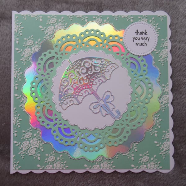 Parasol Thank You Card - Mint Green