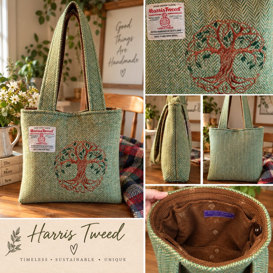 Harris Tweed Hanbag with Tree of life