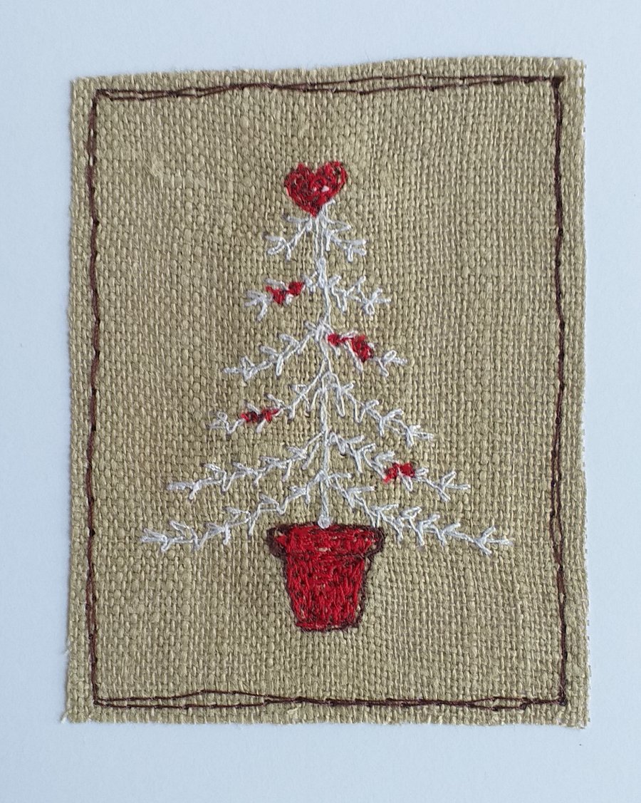Christmas Card with White Christmas Tree