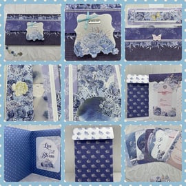 Blossoming Blues card and wallet gift set PB6