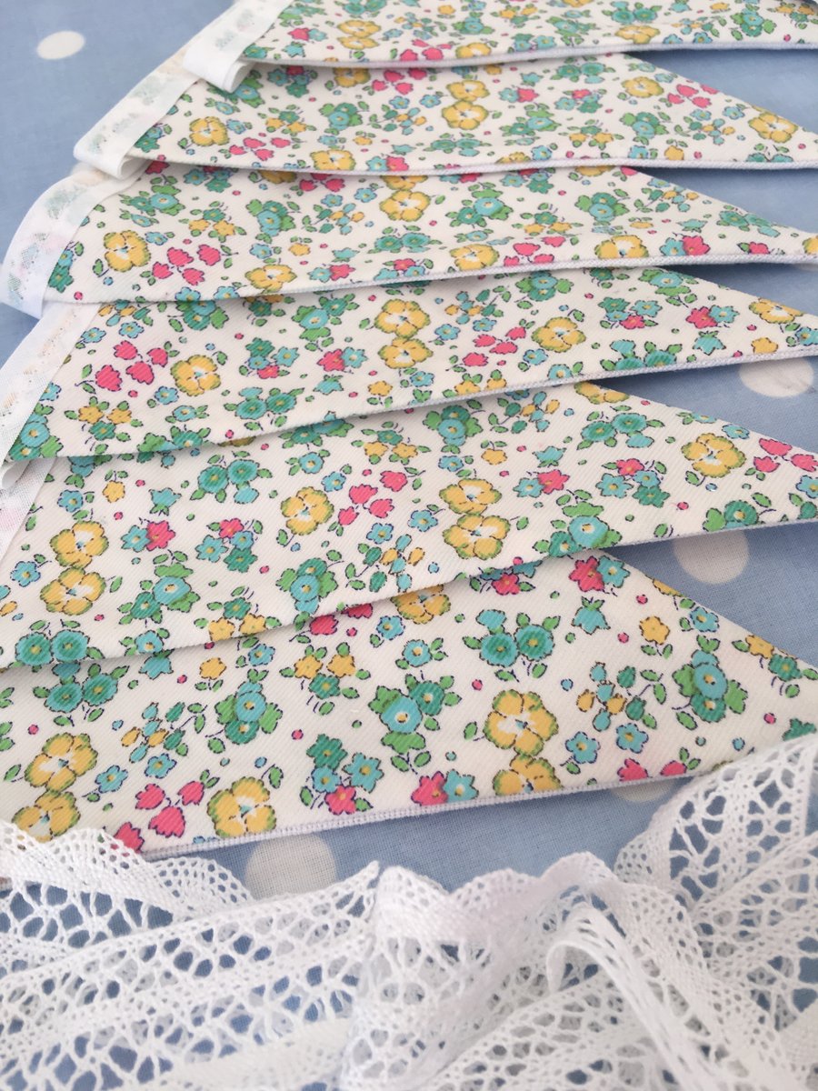 10 ft liberty floral fabric bunting ,banner,wedding,event