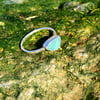 Light Aquamarine Sea Glass and Hammered Sterling Silver Ring - Size P - 1037