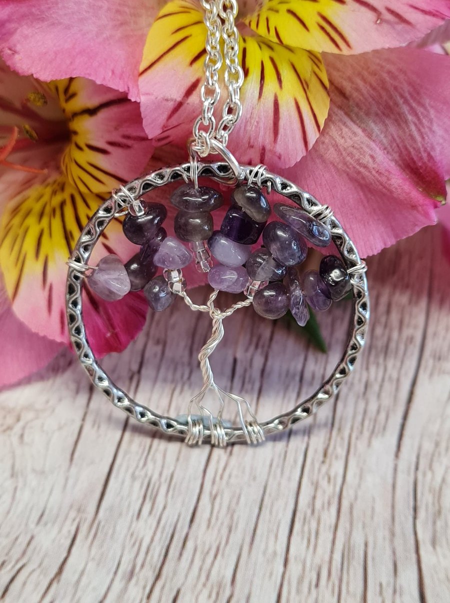 Amethyst Tree of Life Pendant Necklace Folksy