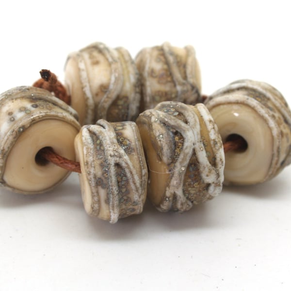 Ivory Raku Glass Beads - SRA Lampwork 