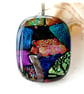 Dichroic Glass S014 Supersize Patchwork 3-layer Pendant with Silver Plated chain - Image 5