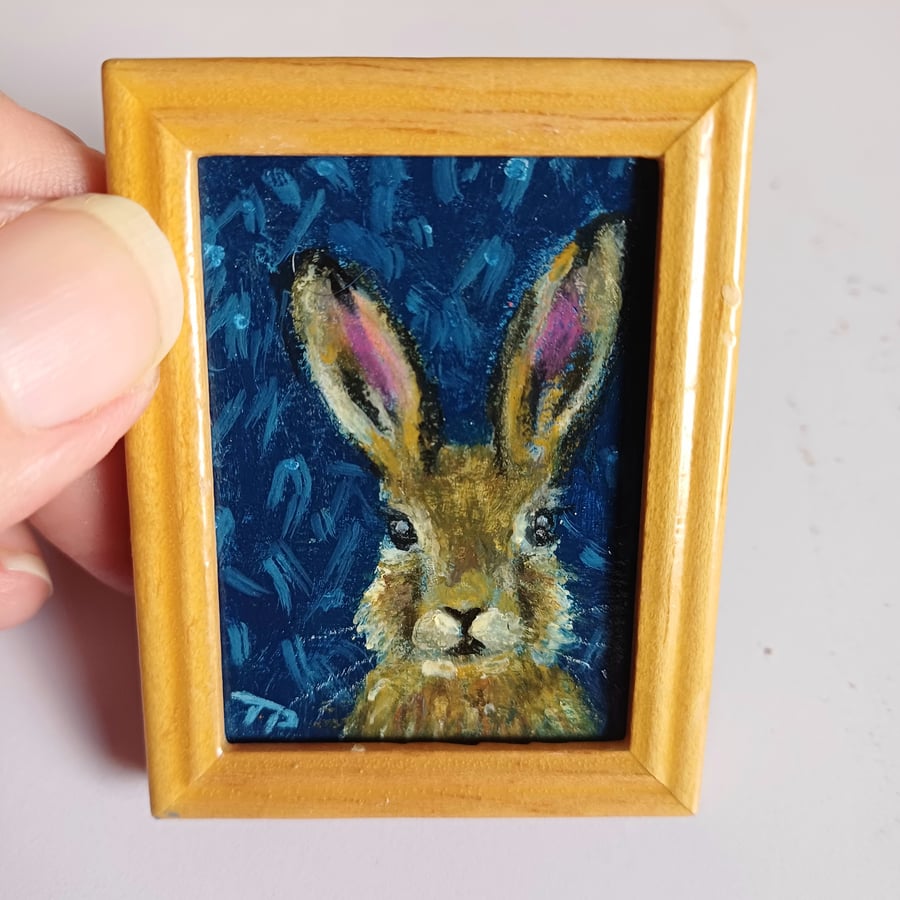 Mr Hare Miniature Oil Painting Dollhouses and Small Spaces 