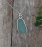 Sea Glass and Sterling Silver Bezel Set Necklace, Scottish Sea Glass