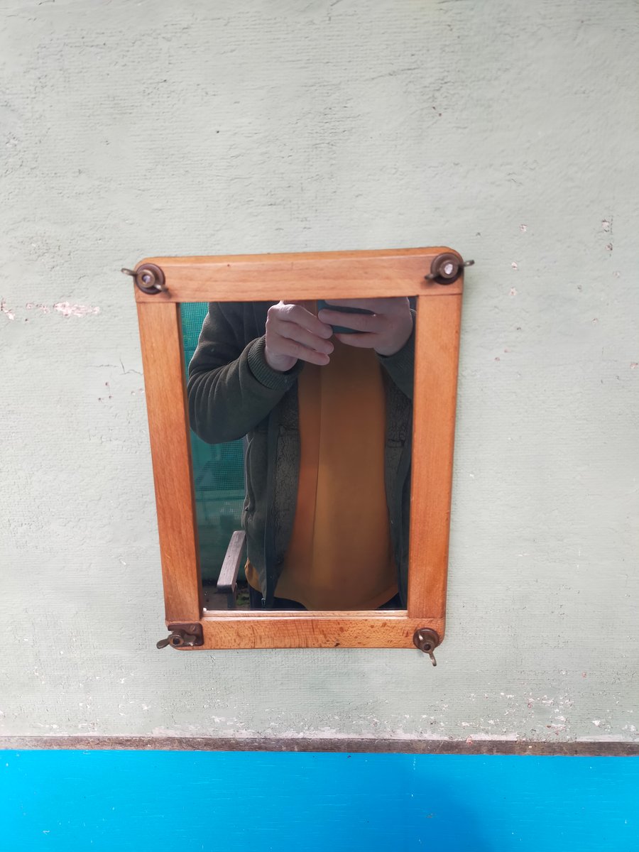 Vintage tennis racket press wall mirror no. 1