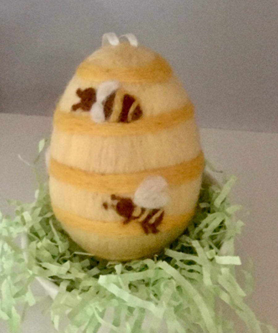 perfectly imperfect Needle Felted Wool Large Bee Easter Egg