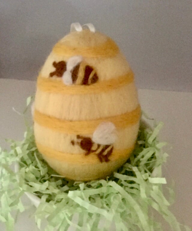 Needle Felted Wool Large Bee Easter Egg