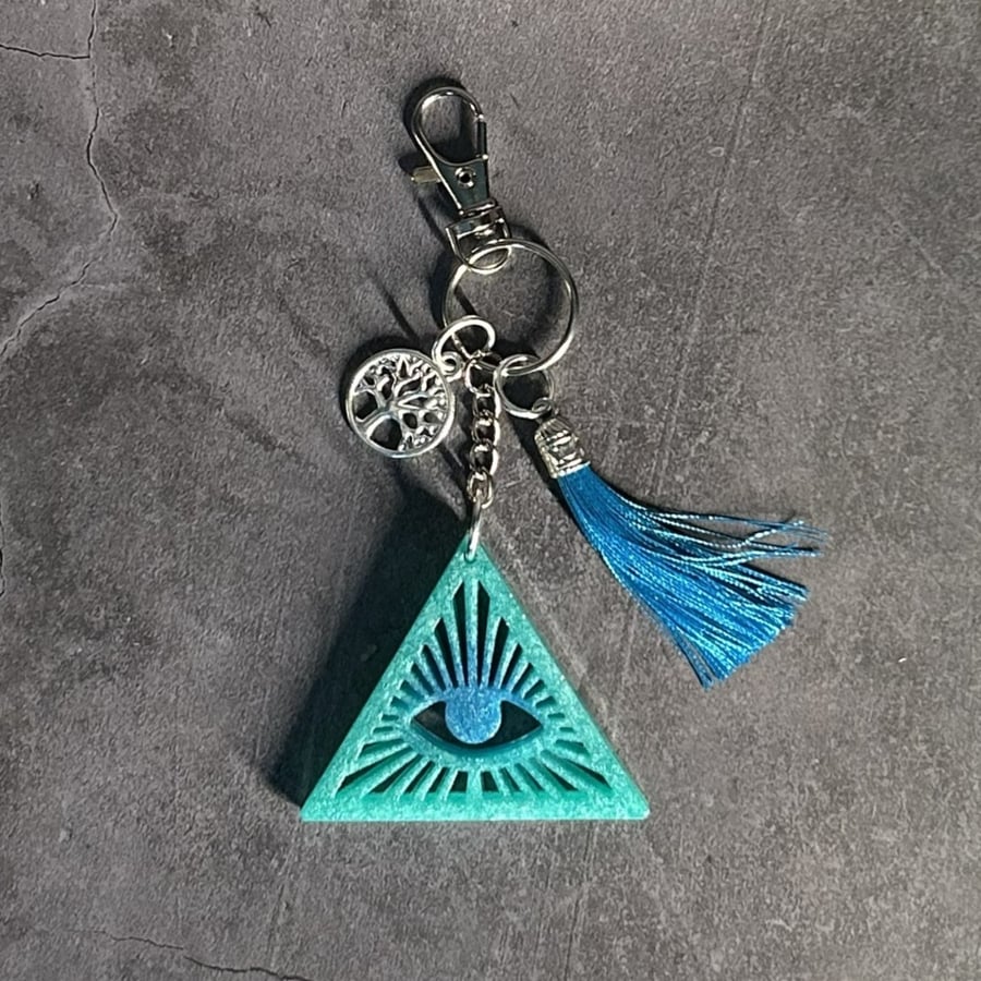 Perfectly Imperfect Resin All Seeing Eye Bag Charm Key Ring – Protection Symbol