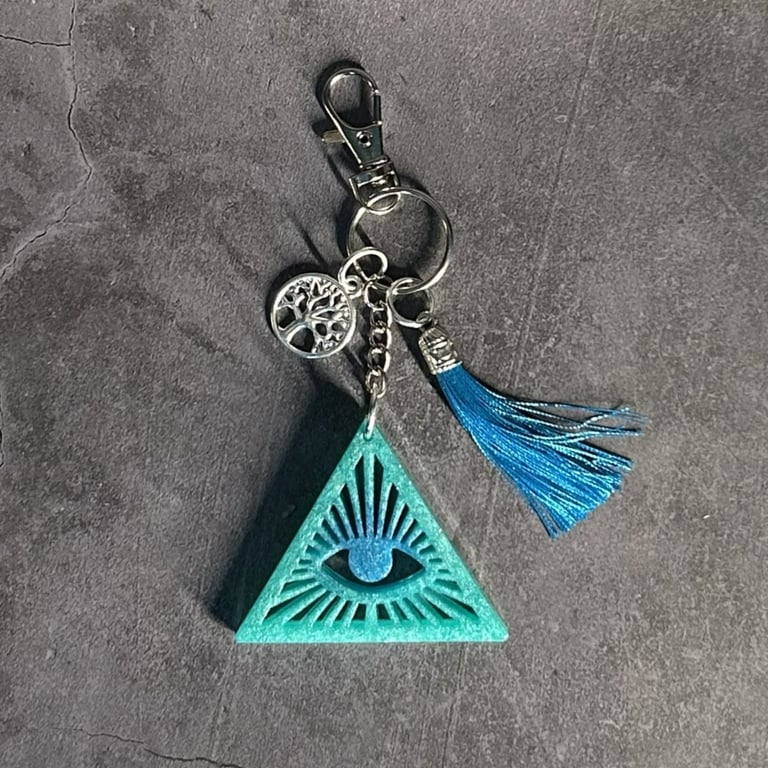 Perfectly Imperfect Resin All Seeing Eye Bag Charm Key Ring – Protection Symbol
