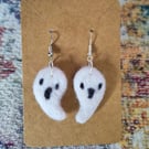 Needle-felted ghost earrings