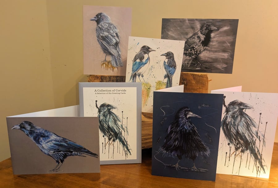 The Corvid Collection, a selection pack of 6 themed cards