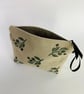 Linen Makeup Bag Mediterranean Olives Print; Hand printed Clutch Bag - Image 6