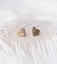 Leopard Print Heart Stud Earrings: Gold Glitter handmade with Polymer Clay - Image 1