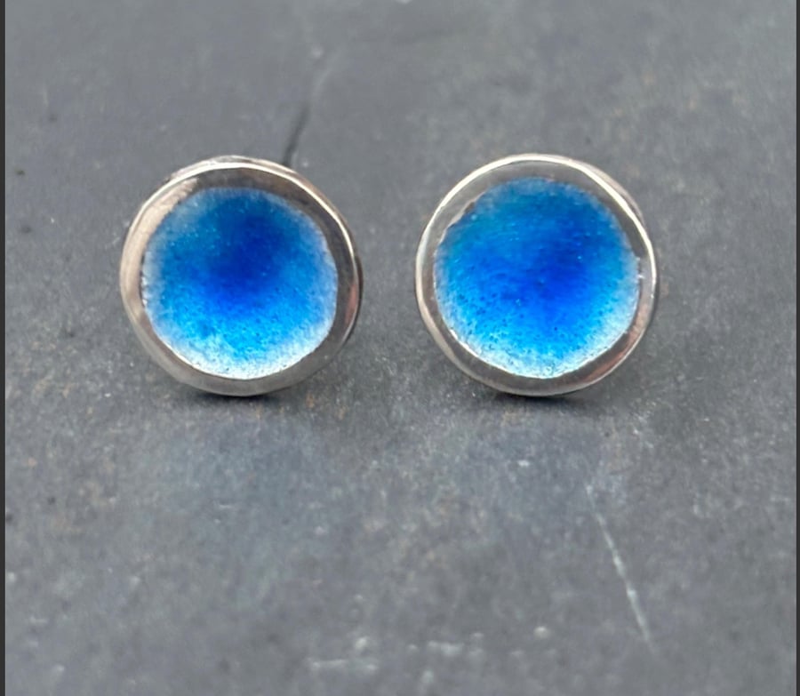 Enamel Studs, blue round studs, cup shape enamel studs, 